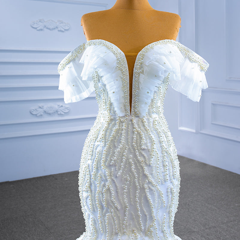 2022 New Ladies Wedding Dresses Luxury Beaded Tube Top Feather Mermaid Wedding Dresses Bridal Dresses - Image 7