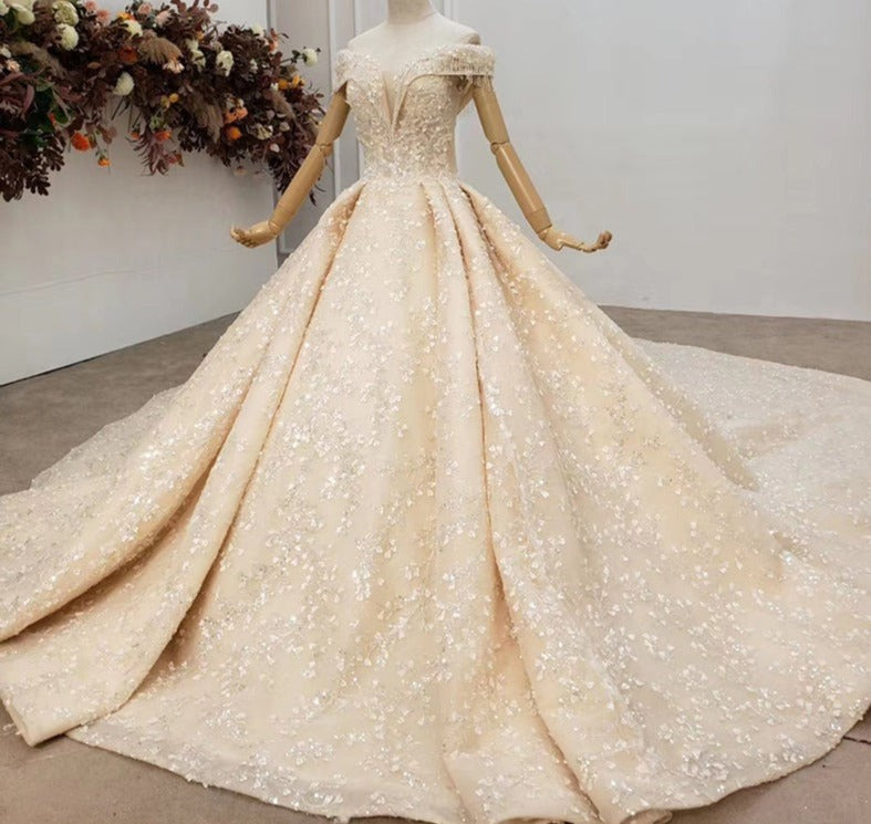 Luxury Real Beading Lace Vestidos De Novia Wedding Dress