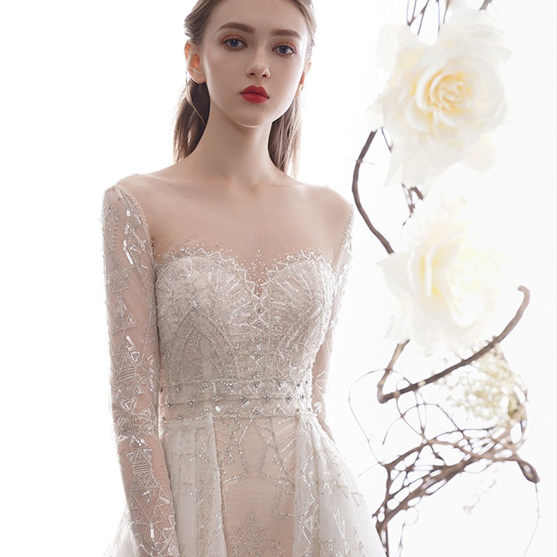 Mermaid Boho Crystal Bead Sequin Lace Fabric For Wedding Dress - Image 3
