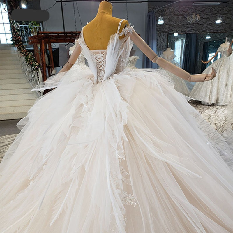 Ladies Formal Real Picture Luxury Lace Wedding Dress Bridal Gown