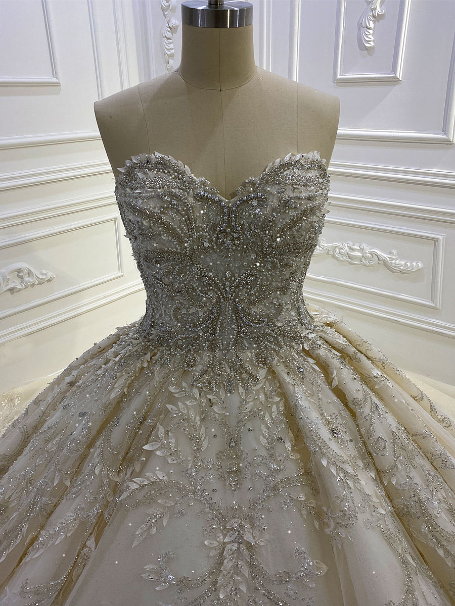 Luxury Shine Bridal Gown Off Shoulder Wedding Dresses High Quality Lace Bling Wedding Bride Gown - Image 4