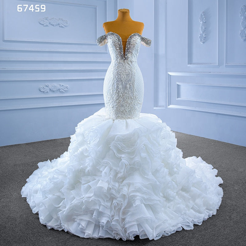 Wedding Mermaid Sexy Bride Wedding Dresses 2022 Luxury Embroidery Cake Skirt Pearl High -Quality Dress - Image 3