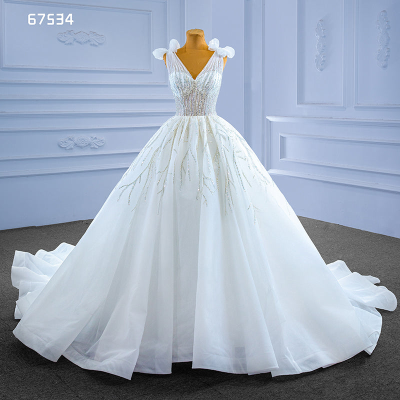 New Design Sexy Strap White Lace Sequins Bridal Wedding Dress - Image 4