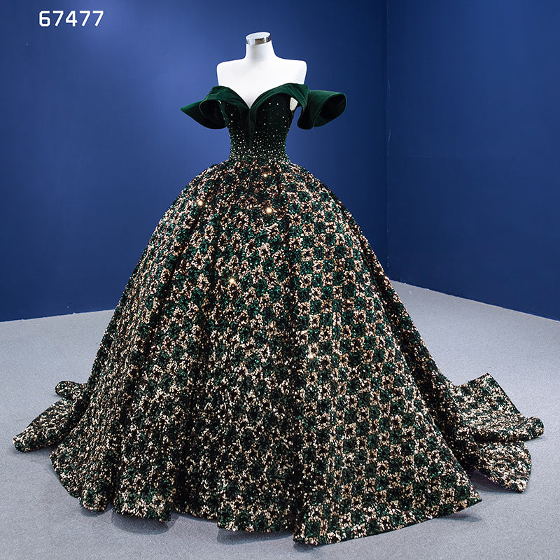 Emerald Green Prom Dress Off Shoulder Sexy Luxury Backless Shiny Women Evening Dress
