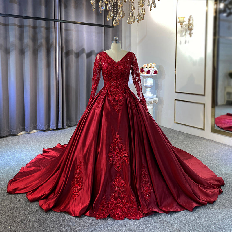 Wedding Dress Elegant Embroidered Red  Prom Dress
