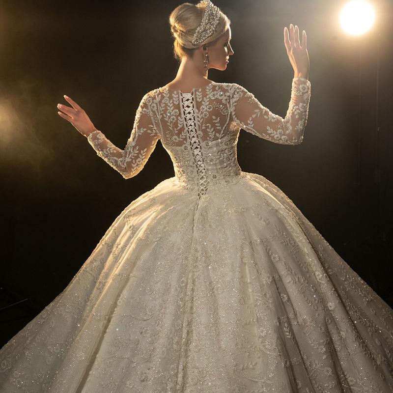 Ball Gown Princess Long Sleeve Beautiful Lace Beading Bridal Dresses - Image 5