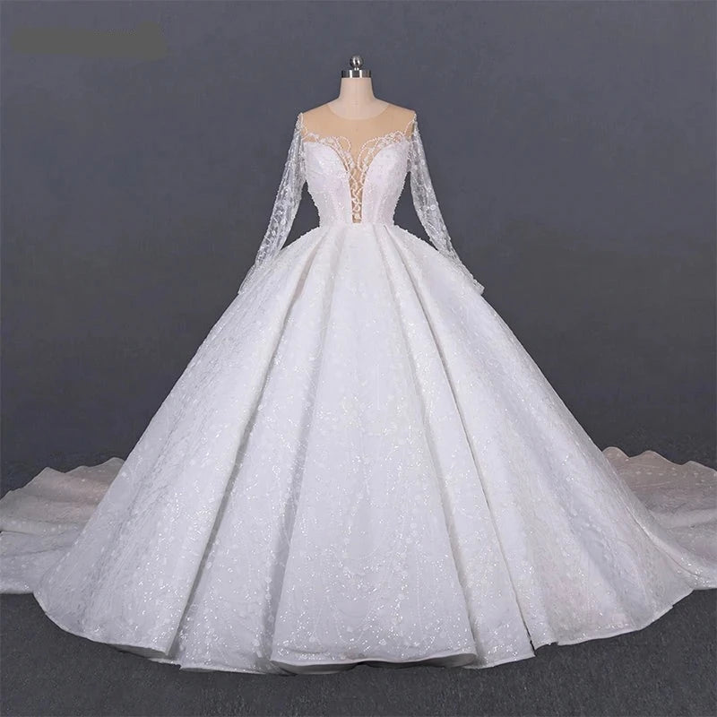 Princess Wedding Dress 2024 Beach Sweetheart Beaded Crystal Illusion Sparkling Bridal Gown Dress Custom Made