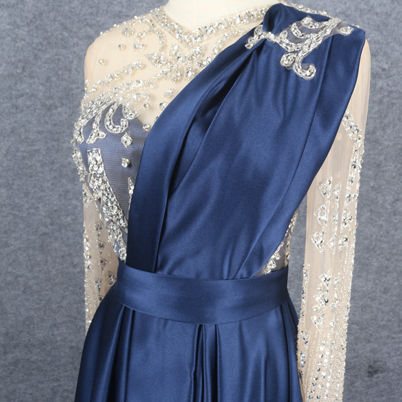 Evening Dress New Evening Dress Long Sleeve Light Luxury Beaded A Swing Dress Elegant Temperament Lace Prom - Image 8
