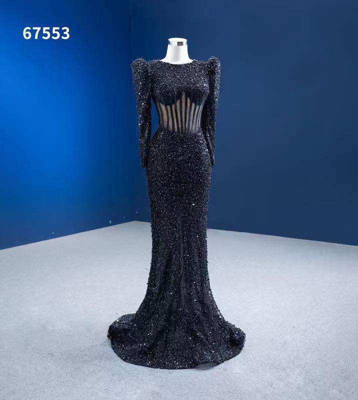 Custom Lace Formal Party Long Sleeve Evening Dress Floor Length Bridal Gowns