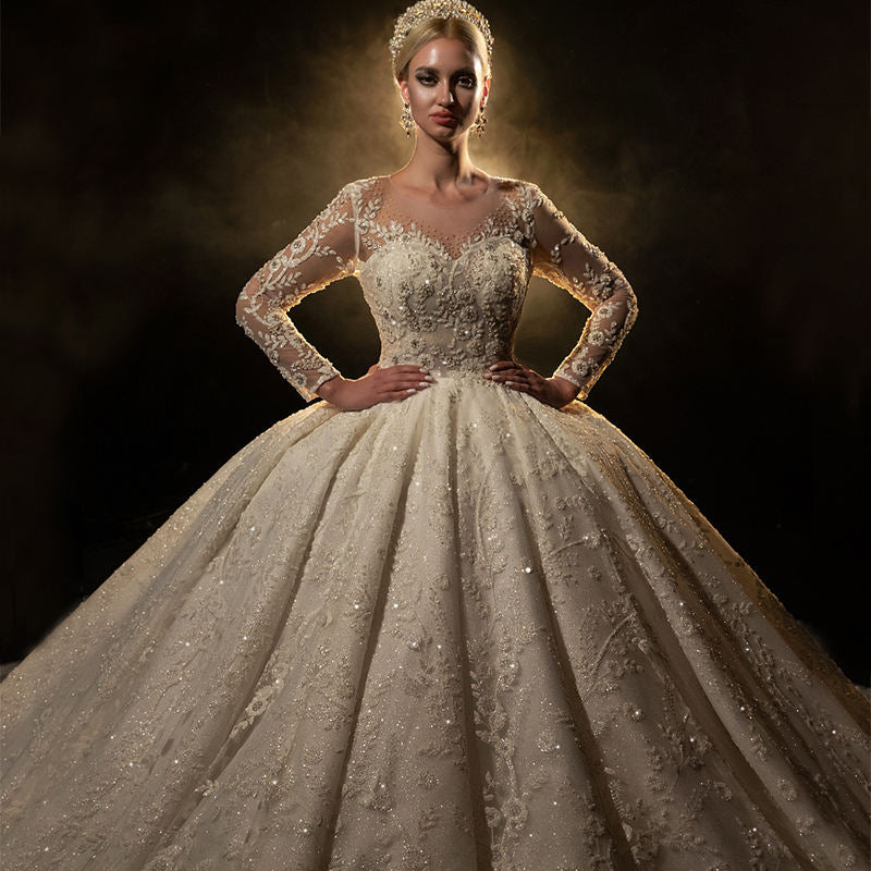 Ball Gown Princess Long Sleeve Beautiful Lace Beading Bridal Dresses - Image 2