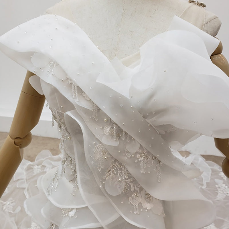 Beading Mermaid Wedding Dress With Pattern And Ruffles - Image 5