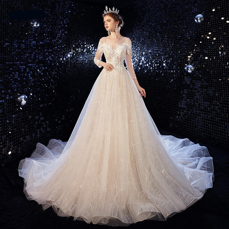 Fashion Women Long Sleeve Real Photo Wedding Dress For Women