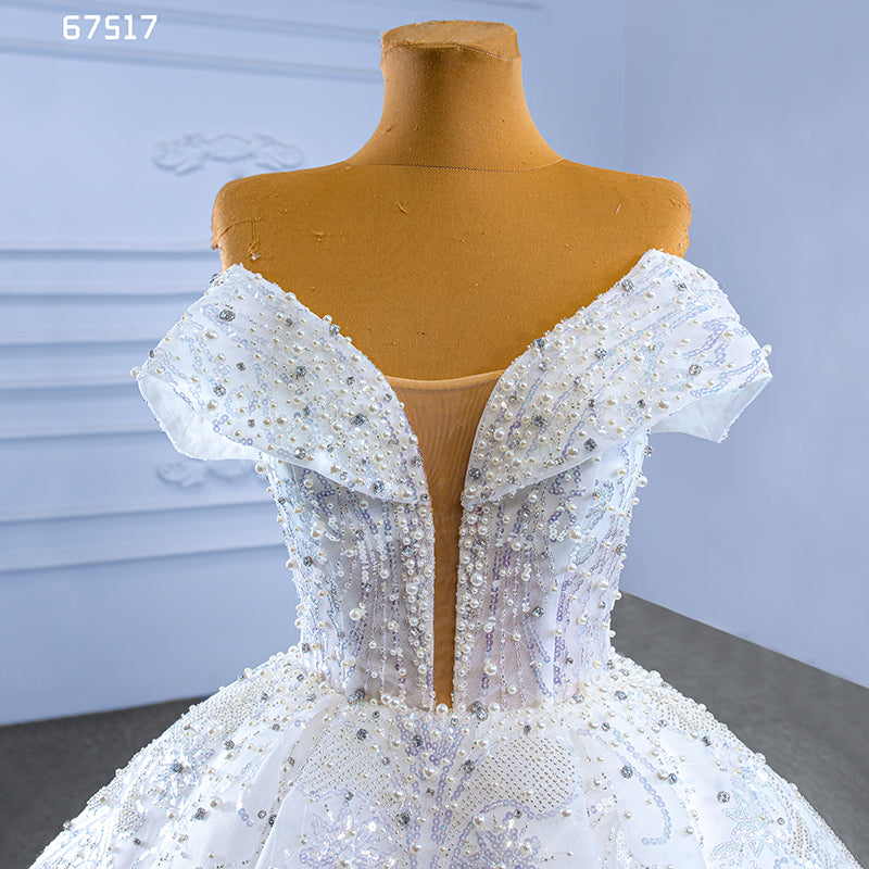 Luxury White Ball Gown Wedding Dress - Image 3