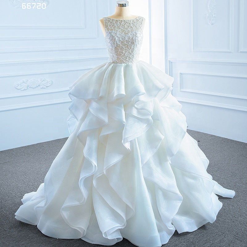luxury wedding dresses white saree ruffled organza wedding dress