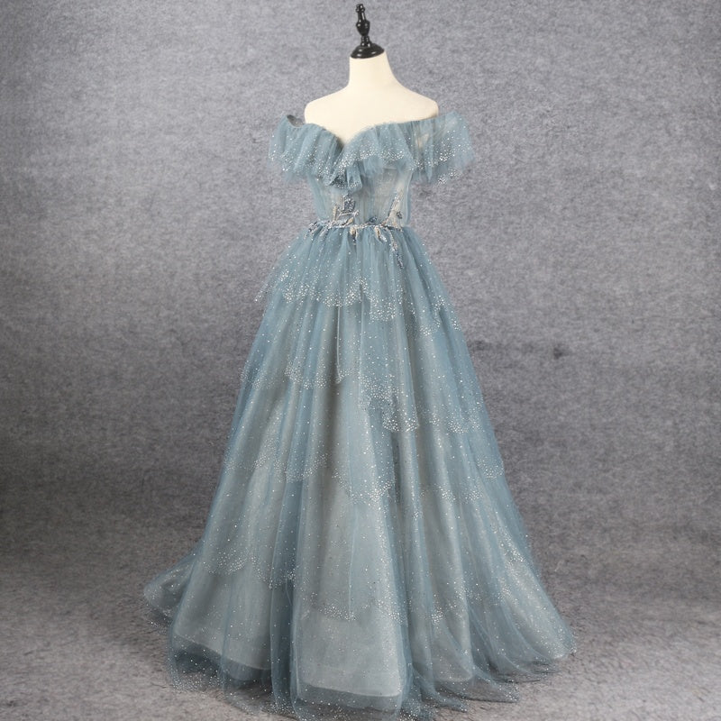 Elegant Prom Dress New Gradient Dream Starry Sweet Wedding Dress