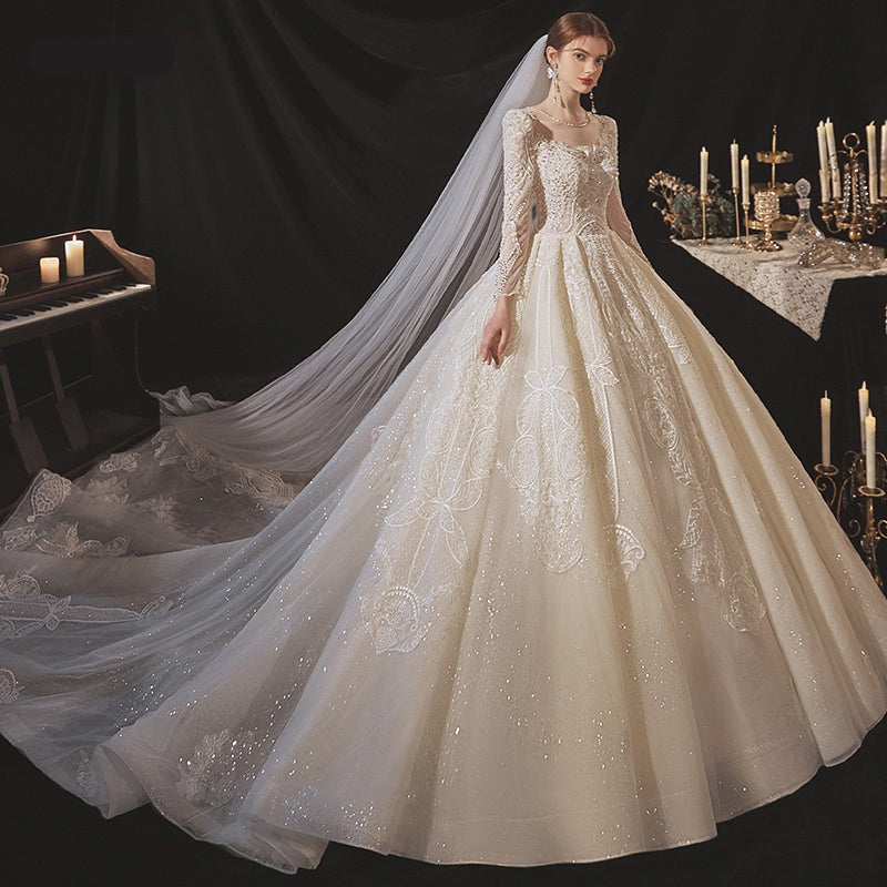 Long Sleeve Fashion Elegant Empire Ball Gown Wedding Dress - Image 2