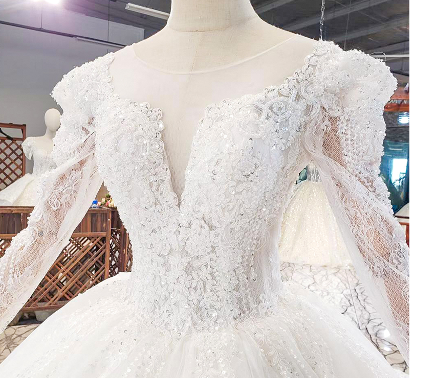 Marriage Dress Long Sleeve Lace Applique Women Wedding Dress - Image 6