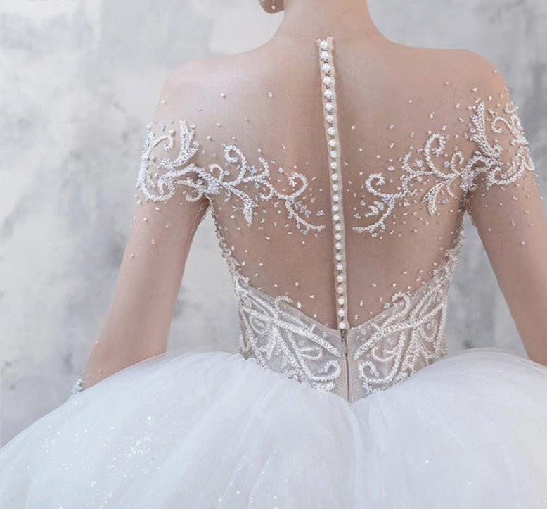 Long Sleeve Heavy Beading Sweetheart Wedding Dress Bridal Gowns - Image 4
