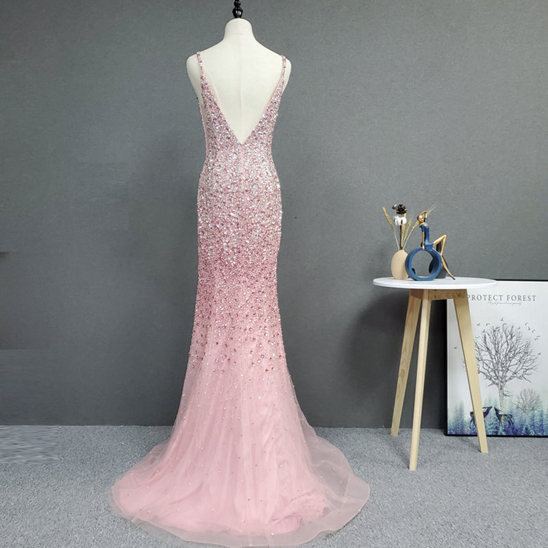 Rose Gold Women Celebrity Prom Dresses Party Maxi Evening Dress - Image 3