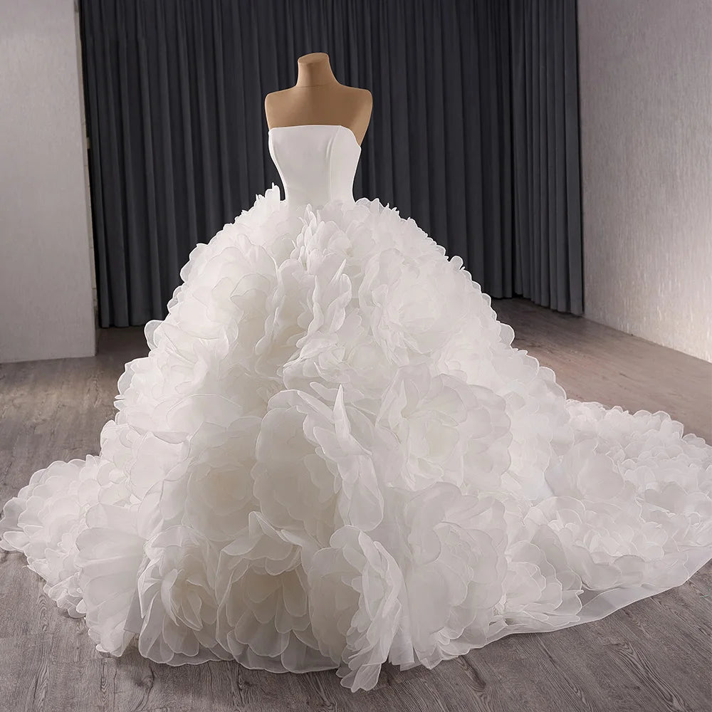 3D Cake Skirt Wedding Dress Sweetheart Elegant Chapel Bride Maxi Tail Off-Shoulder Train Wedding Dresses - Image 3