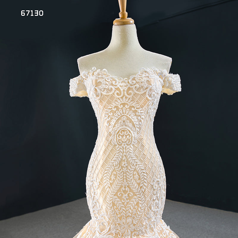 Mermaid Off Shoulder Real Photos Lace Applique Sexy Wedding Dress - Image 7