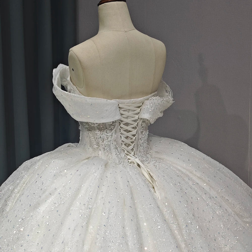 Strapless White Quinceanera Dress Sequin Dresses Sweetheart Neck Crystal Evening Dress - Image 5