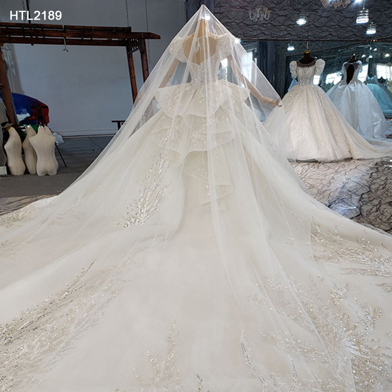 luxurious Vestidos De Novia Lace Sequin Long Wedding Dress Bridal Gown - Image 8