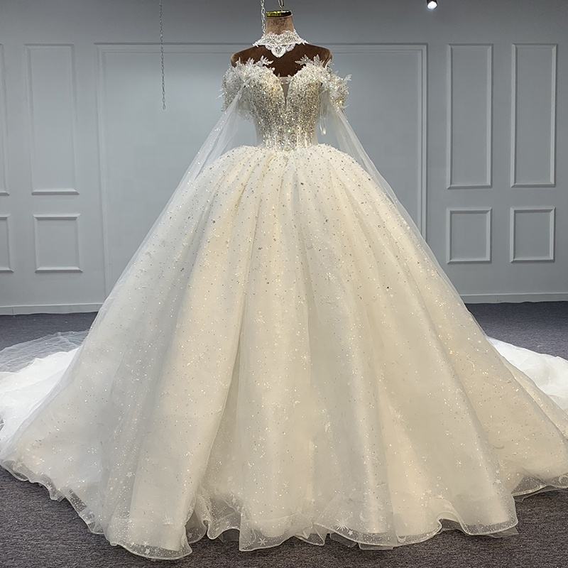 Beautiful Bling Luxury Off Shoulder Bridal Sweetheart wedding Gowns Dresses