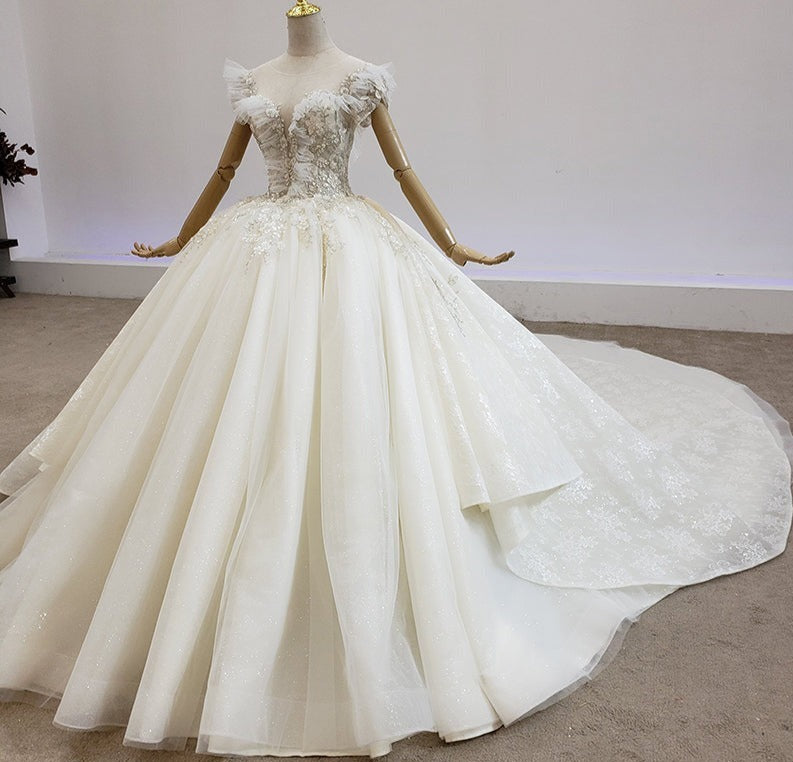 Tailor Made Luxury Beading Sequin Bridal Gowns Wedding Dress