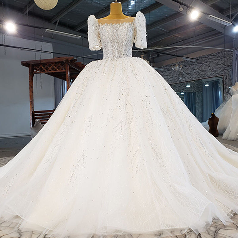 Heavy Beading Sequin Luxury Ball Gown Wedding Dresses Bridal - Image 4