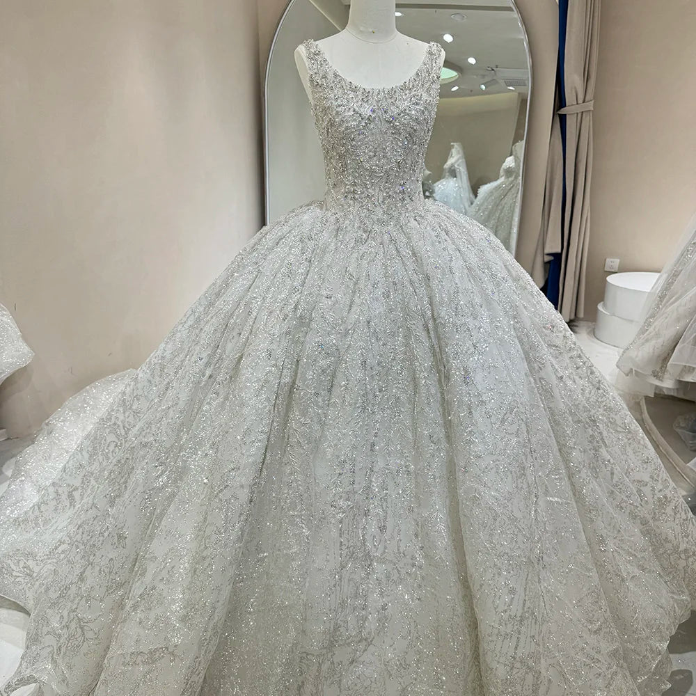 Princess Sleeveless Scoop Ball Gown Wedding Dresses For Women - Image 2