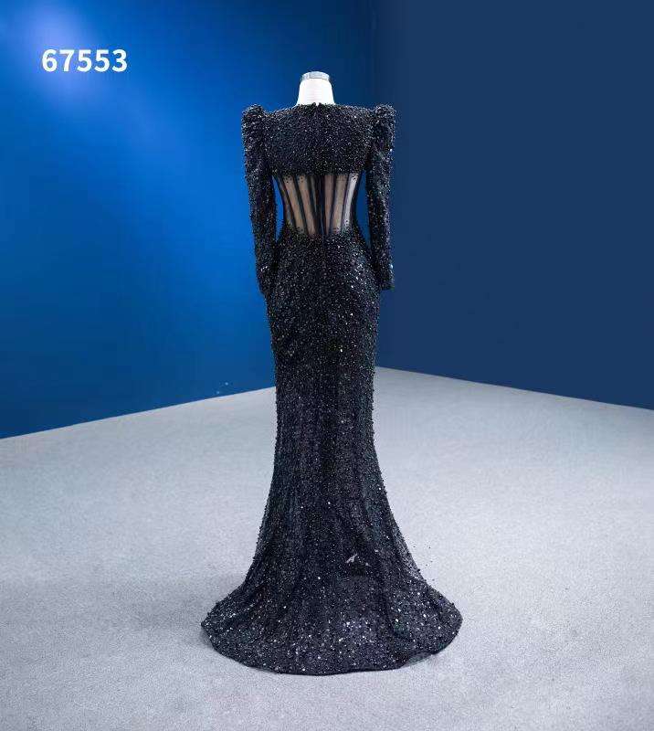 Custom Lace Formal Party Long Sleeve Evening Dress Floor Length Bridal Gowns - Image 2