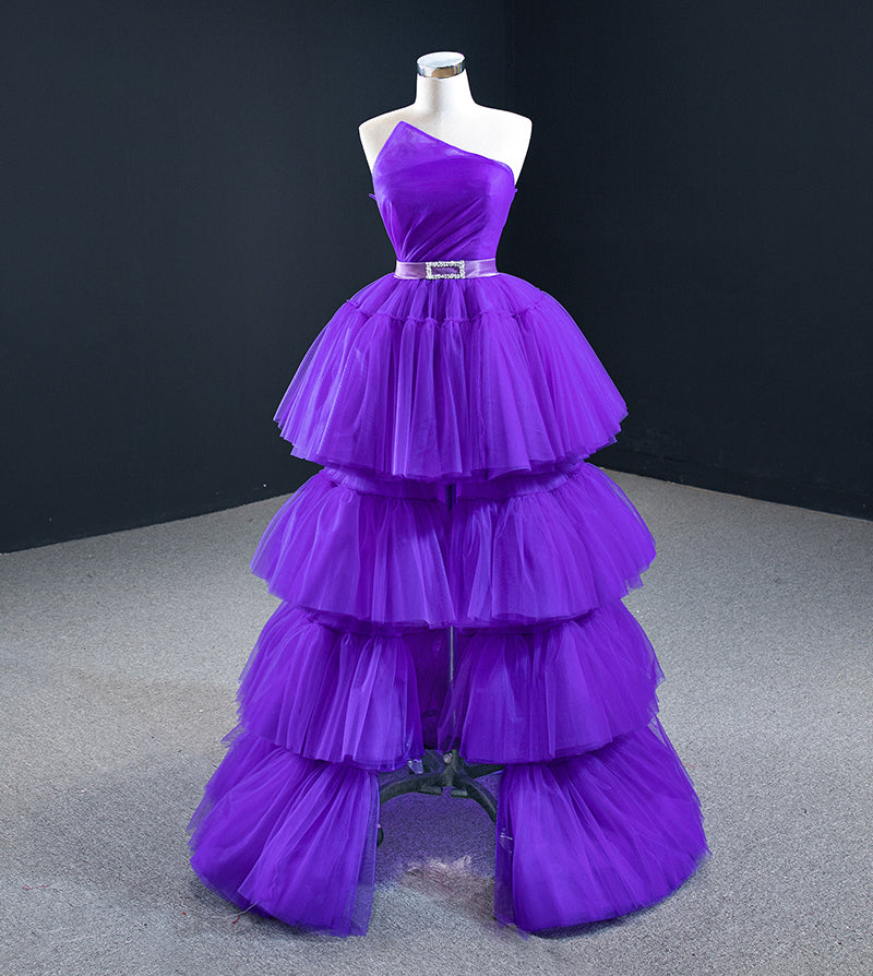 Elegant Lady Fashion Sweetheart Tulle Purple Evening Party Dress