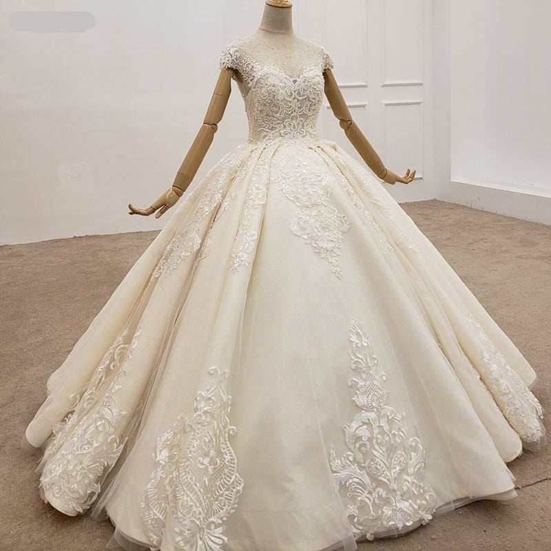 Lace Applique Sleeveless Wedding Dress