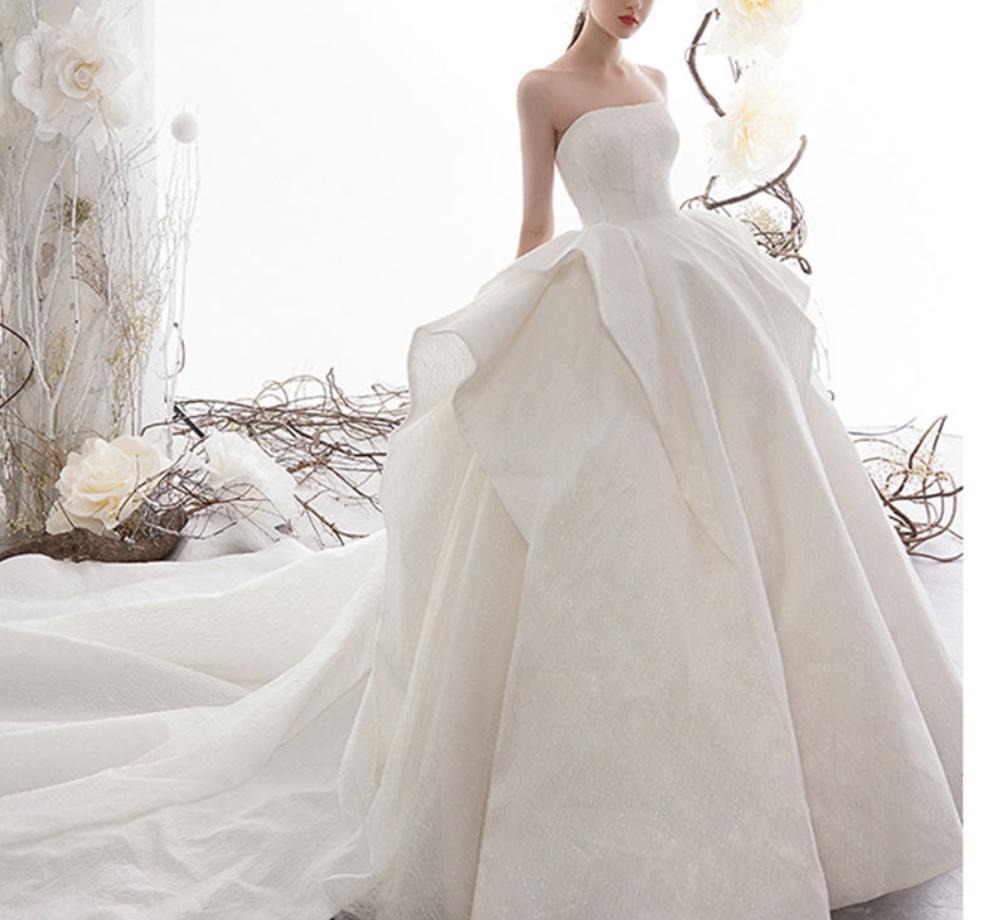 Long Tail Women Ladies Sweetheart Bridal Gown Wedding Dress
