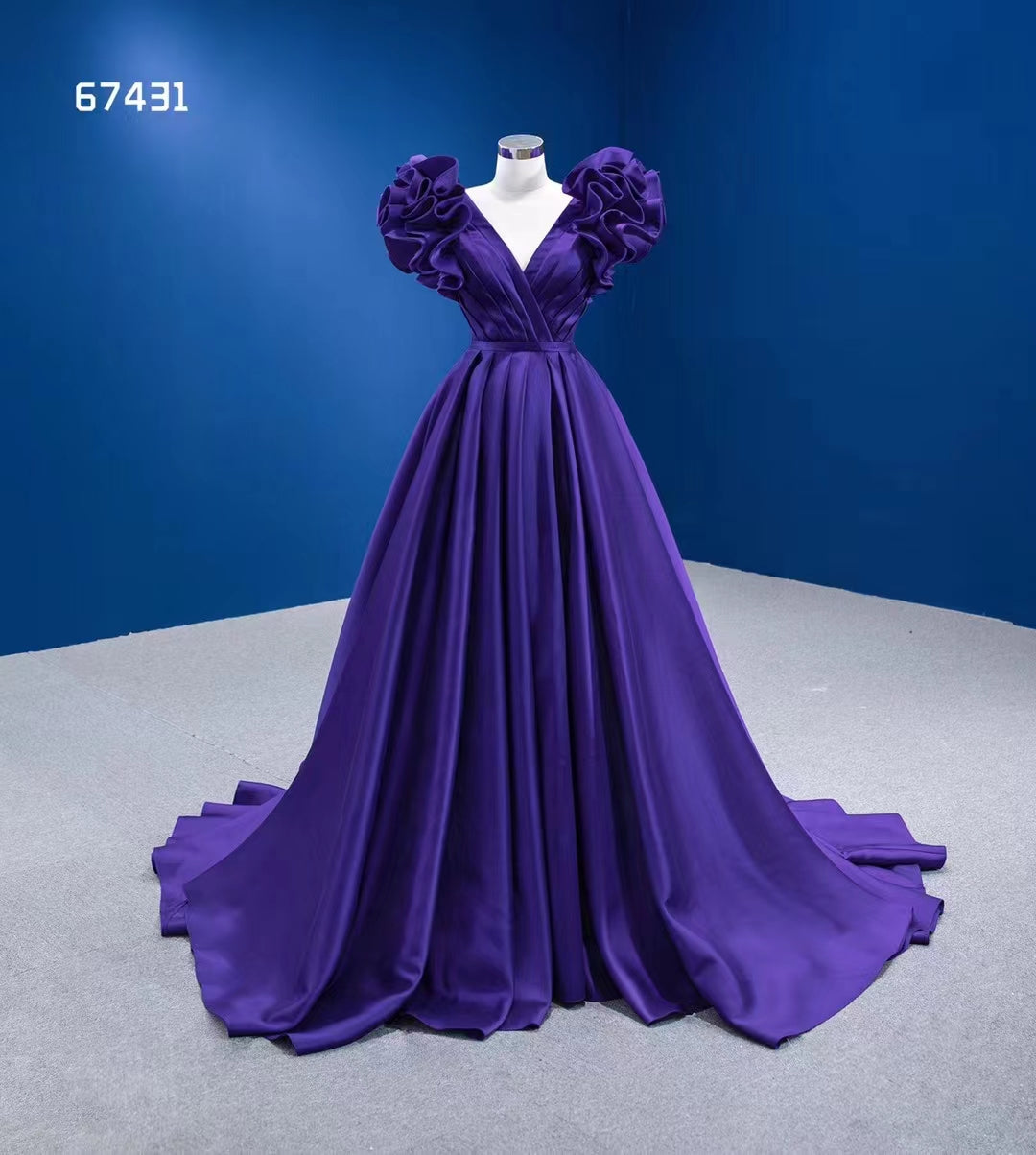 2022 Satin Ball Gown Elegant Purple 3D Flowers Long Dress e Women'S Dress - Image 5