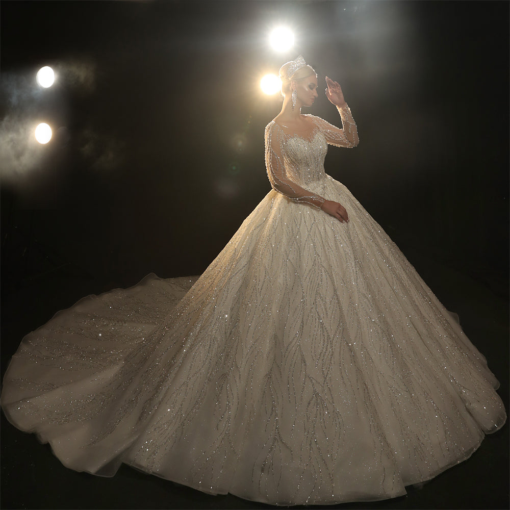 Latest Design Wedding Dresses Bridal Dresses Long Sleeves Tassel Sequins Luxury Dresses For Women - Image 4