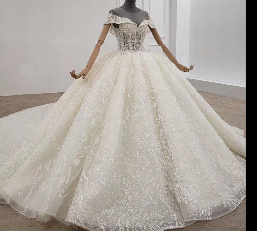 Bridal Wedding Gowns Dress Custom Lace Appliques Women