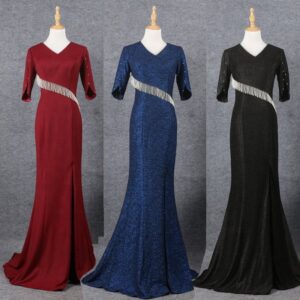 Summer Elegant Short Sleeve Fashion Prom Dresses Party Sequin Evening Dress