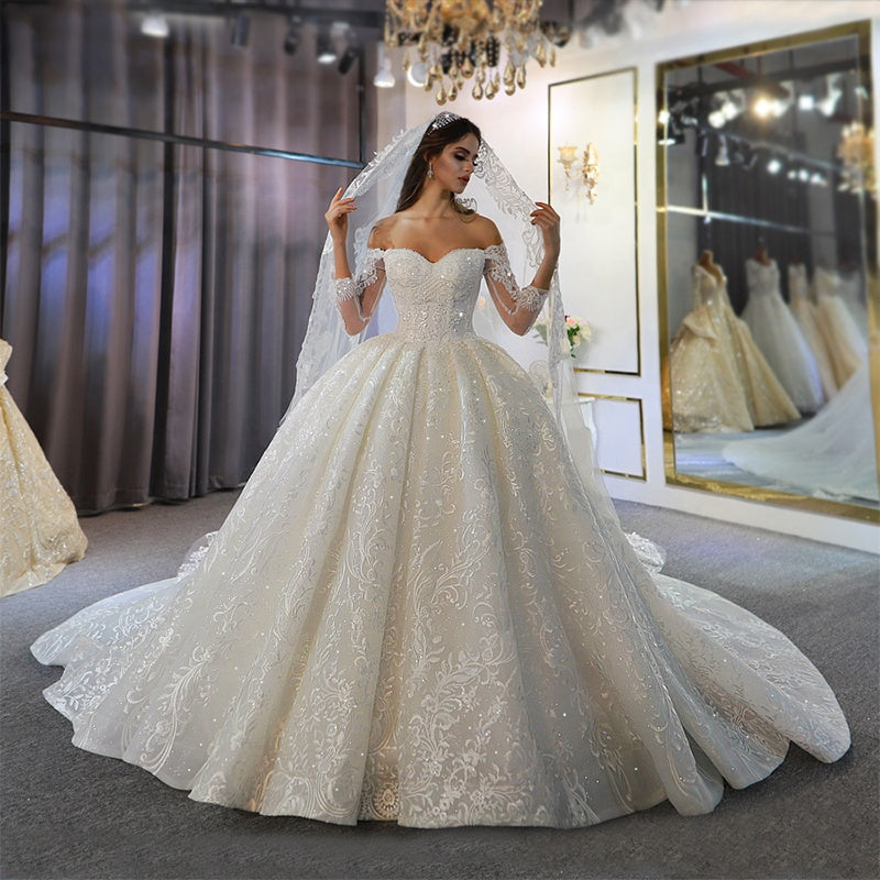 Wedding Dress Bridal 2022 Boho Wedding Lace Off Shoulder Bridal Dress