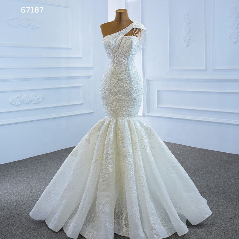 High Quality Elegant Lace Applique Mermaid Wedding Dress For Women