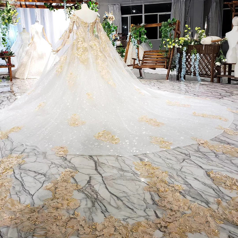 Luxurious Lace Illusion Off Shoulder Wedding Dress Bridal Gown - Image 5