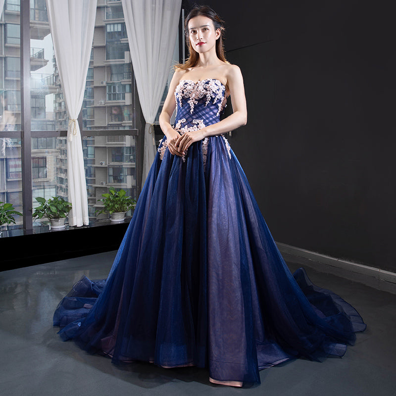 Sleeveless Sweetheart Appliqued Gowns For Women Evening Dresses