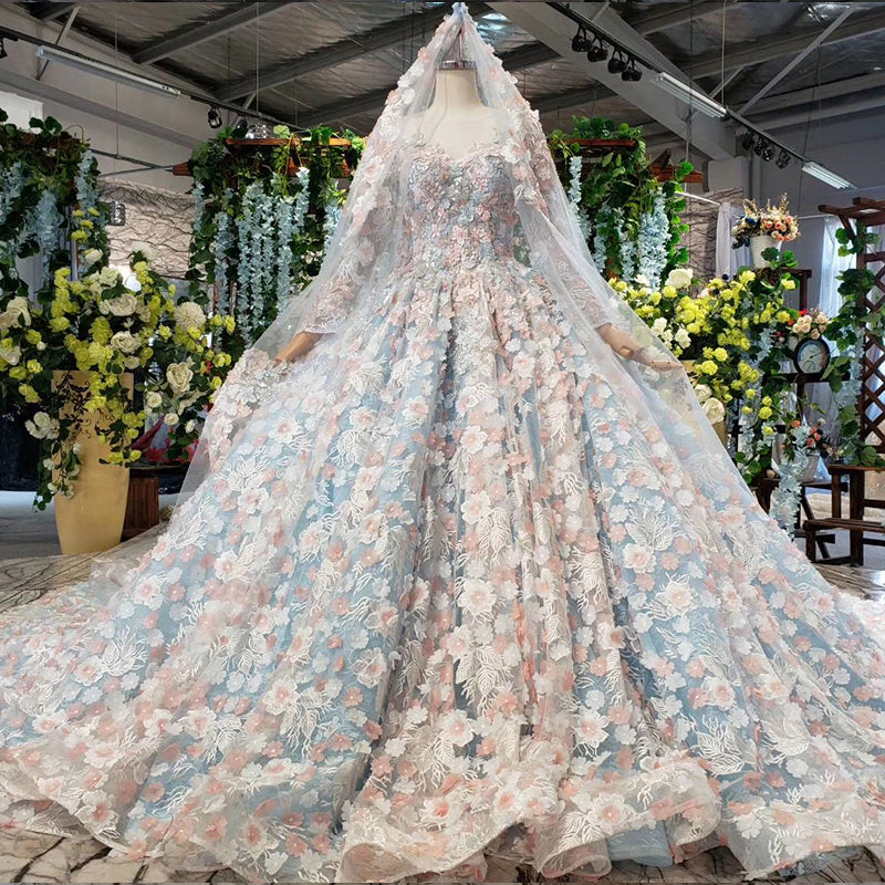 3d flower pattern designer evening gown dress - Image 2