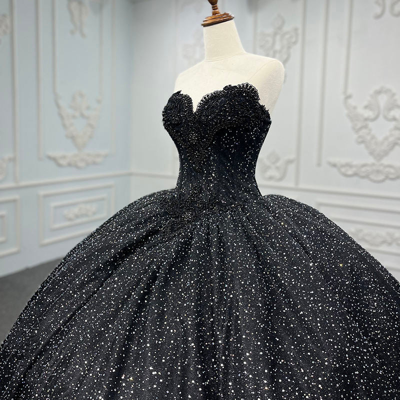 Shiny Glitter Black 2022 Long Prom Evening Gowns Dresses