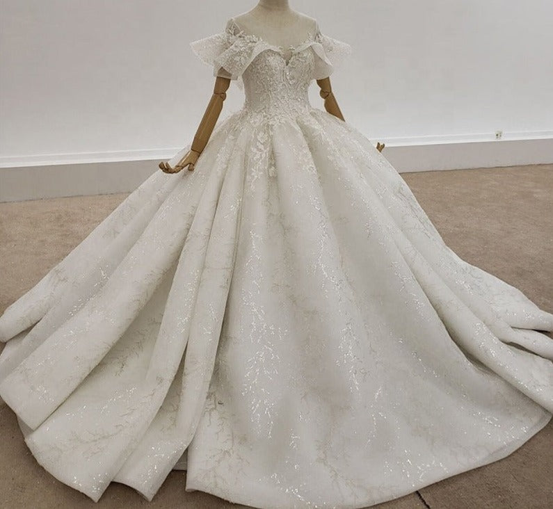 crystal puff sleeve new arrivals bridal gowns wedding dress
