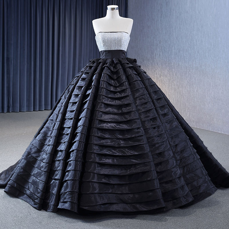 Vintage Sequins Contrast Color Ruffle Off Shoulder ball Gown Evening Party Dresses For Women