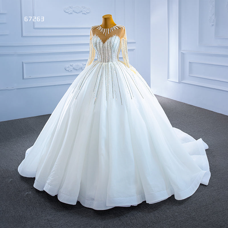 Long Sleeve Women Ins Fashion Ball Gown Elegant Wedding Dress