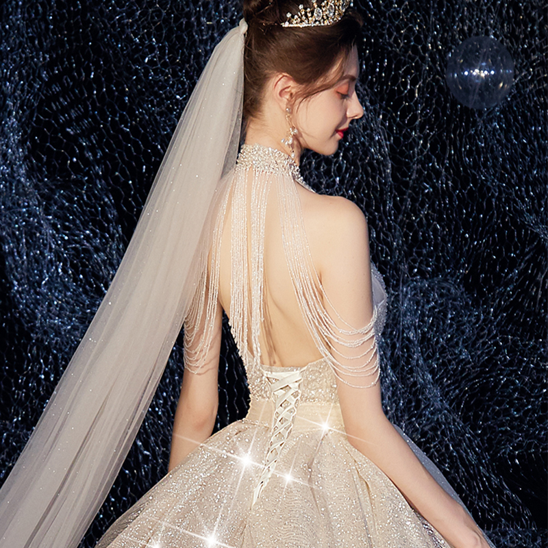 Luxury Women Beading Sequin Wedding Dress Bridal Gown - Image 7