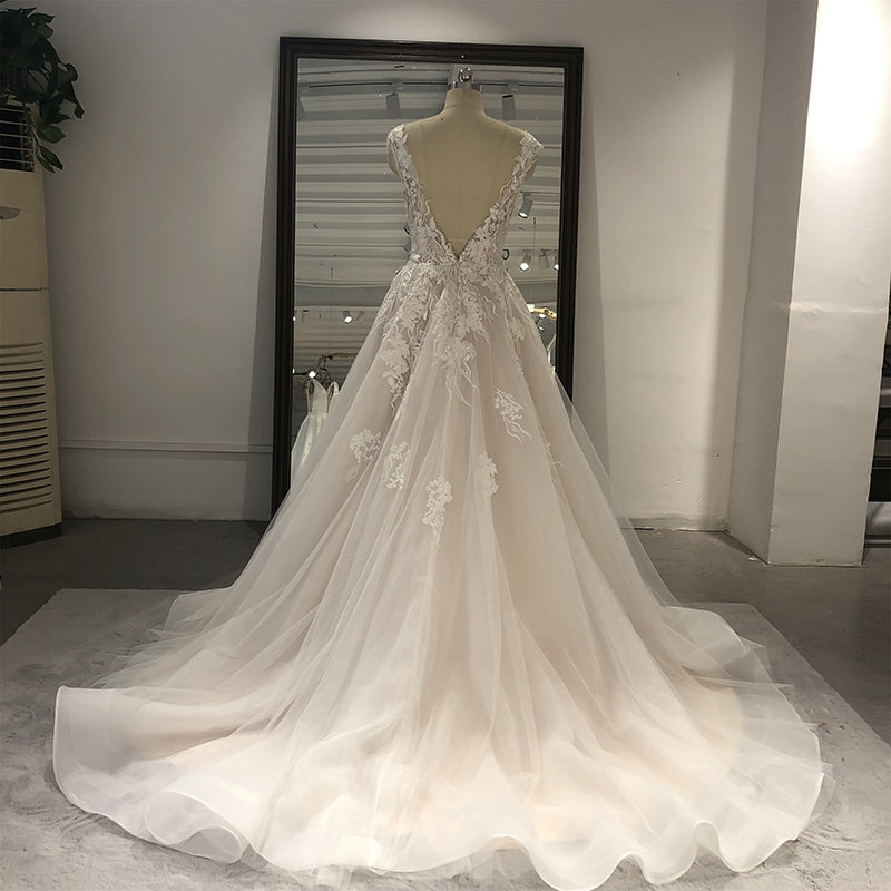 Wedding Dresses Bridal Dresses High Quality Lace Embroidered Flowers Ladies Wedding Dresses